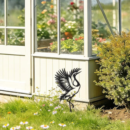 SUPERDANT Metal Crane Garden Decor for Outside Zen Bird Yard Stakes for Decorations Outdoor Statues Iron Art Stake Decorative Silhouette Lawn Ornament Patio Porch Farmhouse Decoration Gifts