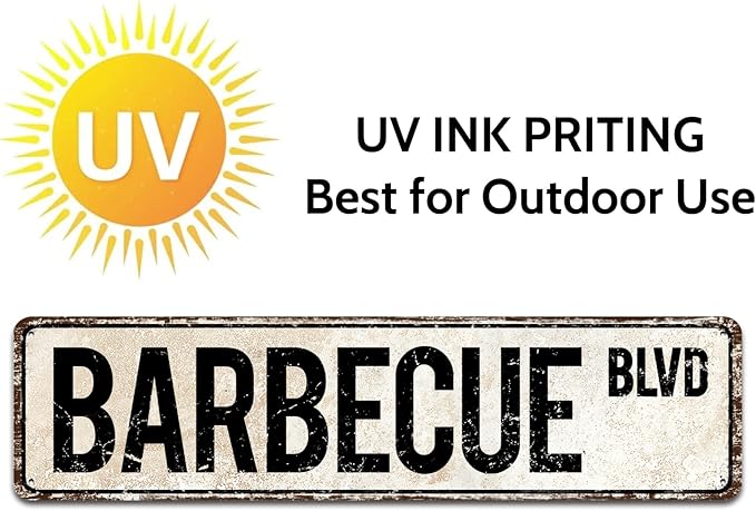 Barbecue Blvd Street Sign, Barbecue Sign Barbecue Decor Barbecue Lover Gift, Vintage Wall Decor for Home/Garden/Kitchen, Novelty Metal Signs 4"x16"