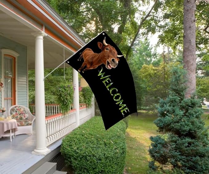 Cattle Welcome Flag 3X5FT, Farm House Flags, Cow Meme Banner,Both Sides Printed,Women Banner,Vibrant Colors, Double Stitched with 2 Brass Grommets, Bar Garden Street Decoration, GYM, Office Decor,Indoor Outdoor Use,Gifts. (Cattle, 3x5ft)