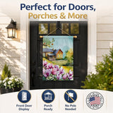 Caroline's Treasures Louisiana Magnolias in Watercolor House Flag Large Porch Sleeve Pole Decorative Outside Yard Banner Artwork Wall Hanging, Polyester, House Size, Multicolor