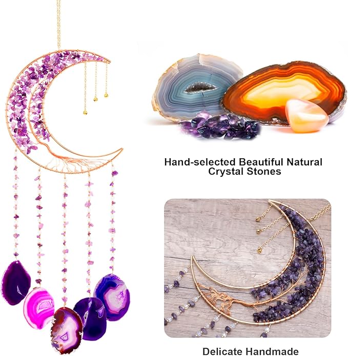 Birthday Gift for Women, Mom, Sister, Best Friend, Wife, Girlfriend, Bestie, Coworkers, Woman Gifts for Birthday, Christmas, Anniversary, Valentines Day, Amethyst Wind Chimes Purple Gifts for Women