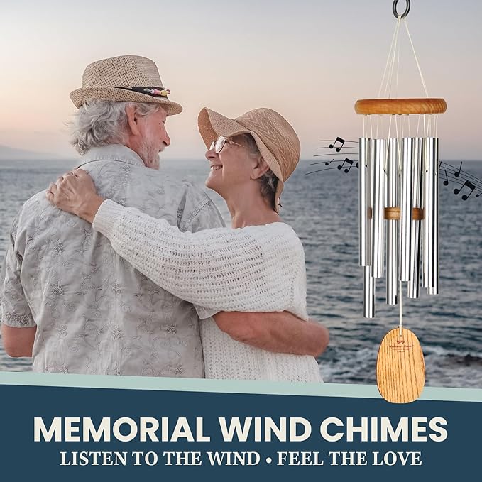Woodstock Wind Chimes for Outside, Garden, Patio, Porch and Outdoor Decor (17") Gregorian Chimes Soprano Silver Wind Chime (GSS)