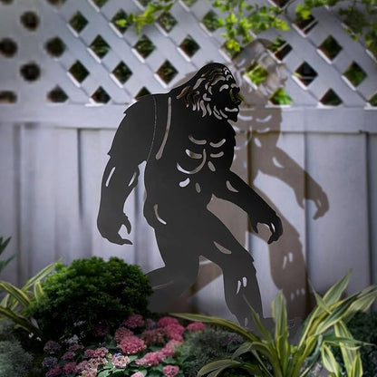 Bigfoot Garden Decor for Outside, Big Foot Silhouette Outdoor Statues, Sasquatch Gardening Gifts for Men/Dad/Women, Metal Yard Art for Lawn, Forests,Outdoor Decorations
