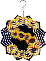 8 Inch Sublimation Wind Spinner, 3D Aluminum Metal Wind Spinner with Hook, Indoor Yard Garden Hanging Decoration, Weather Resistant Rotating Spiral Ornament, Sunflower Number 5