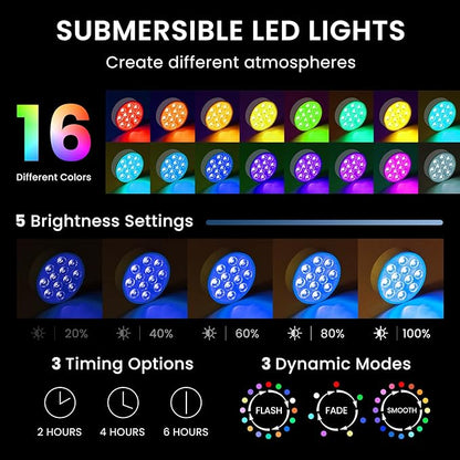 LOFTEK Submersible Pool Lights with Remote, Rechargeable LED Pool Light, Underwater Pool Light, 16 Color Changing Floating Pool Lights for Pool, Shower, Hottub, Pond, Bathroom (4 Pack)