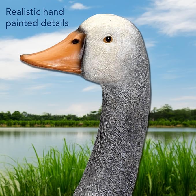 Bits and Pieces 19" Porch Goose with Motion Sensor and Honking Sound - Weather Resistant Polyresin Outdoor Garden Decor, Motion Activated Patio Decor, 19 Inches Tall x 10.5 Inches Wide