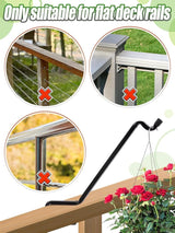 Biubee 4 Pack Deck Bird Feeder Hanger for Railing - Extended Angled Metal Deck Rail Plant Hanger for Bird Feeder Planters Lanterns Wind Chimes, Fit 2" × 4" & 2" × 6" Wooden Railings