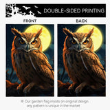 Owl Garden Flags 12x18 Double Sided Fake Owl Decoys to Scare Birds Squirrels Away Polyester Yard Flag Farmhouse Welcome Decoration Banners for Outdoor Yard Lawn Sign Decor