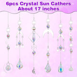6 Pcs Sun Catchers Indoor Window, Colorful Crystal Suncatcher Prism for Windows Hanging Outdoor Garden Home Balcony Ceiling Wall Room Decor Aesthetic Wedding Party Rainbow Maker Ornaments Gifts