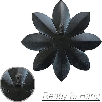 Metal Flower Wall Art Decor, 9.5“ Rustic Modern Floral Sculpture, Distressed Iron Wall Hanging Home Decoration Accent Artworks for Indoor Kitchen Bedroom Living Room Office Outdoor Garden Patio