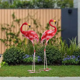 Flamingo Ornament,Flamingo Garden Statues and Sculptures,Metal Birds Yard Art Outdoor Statue, Red Pink Flamingo Lawn Ornaments for Home, Patio, Backyard Decor (2)