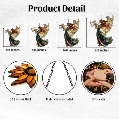 Angel Acrylic Suncatcher Stained Glass Effect Window Car Hanging Christmas Ornament Indoor Outdoor Decor Garden Sun Catcher Panel for Fairy Lover for Women Mom Grandma