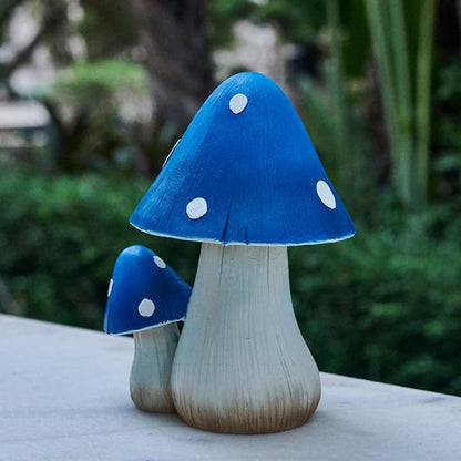 Mushroom Decor Fairy Garden Accessories - Outdoor Garden Decor Mushrooms Ornament for Garden Decoration Garden Gnome's Favorite Mushroom Statues (8" Blue)