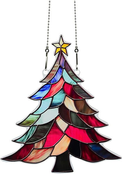 Christmas Tree Ornaments Colorful Window Hanging Decorations Home Wall Decor for Indoor Outdoor