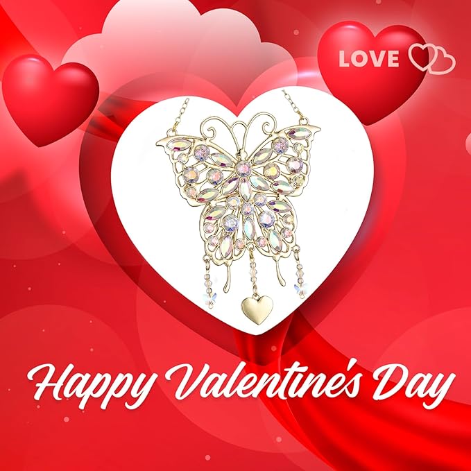 Glittering Butterfly Gift for Valentine's Day, Birthday, Anniversary - Gold Metal Ornament for Mother's Day, Wife, Grandma