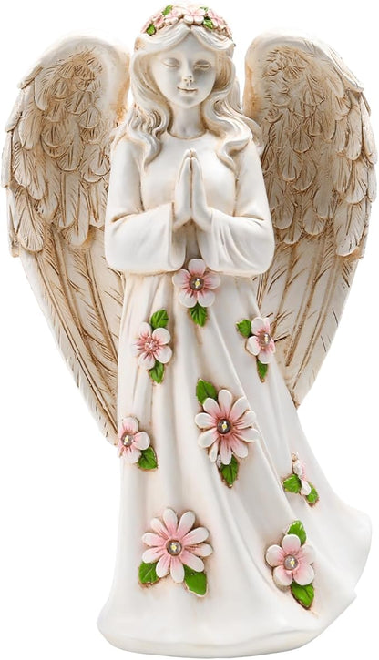 Angel Statue for Garden - 9.65 inches Guardian Solar Outdoor Statue, Praying Anel Statues Gardening Gifts for Mom Grandma Lawn Ornaments Figurines for Outdoor Decor