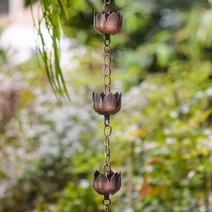 Arcadia Garden Products RC04 Rain Chain, Bronze Metal with Brushed Copper-Lotus Blossom