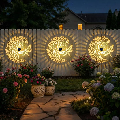 Gardsee Solar Fence Lights 6 Pack Solar Deck Lights Waterproof LED Solar Powered Step Light Wall Lights Outdoor Decorations Warm Yellow Light Decorative Lighting for Garden (Black 5)