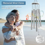 Sympathy Wind Chimes for Loss of Loved One, Memorial Windchimes for Lost Father Mother, Remembrance Bereavement Gift, in Memory of Dad Mom Metal Funeral Decor for Garden Outdoor (39“ Silver)