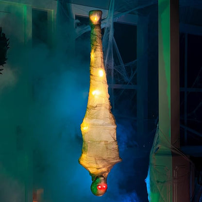 JOYIN 47" Halloween Decorations Hanging Cocoon Corpse, Halloween Indoor Decor, Light Up Corpses Skeleton, Scary Outdoor Decoration, Dead Body Prop for Haunted House Yard Outside Decor
