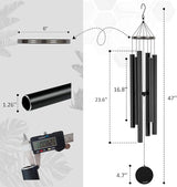 Vanquer Wind Chimes for Outside Deep Tone - 48'' Wind Chimes Outdoor Clearance, Deep Tone, Memorial WindChimes, Outdoor Décor, Wind Spinner, Sympathy Gift, Patio, Home Décor (Black)