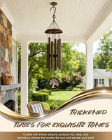 32" Memorial Wind Chimes Outdoor Deep Tone, C Major Tuned Aluminum Wind Chime with Gift Box & Message Envelope, Sympathy Wind Chime for Garden Patio Hanging Decor, Tree Pattern, Bronze