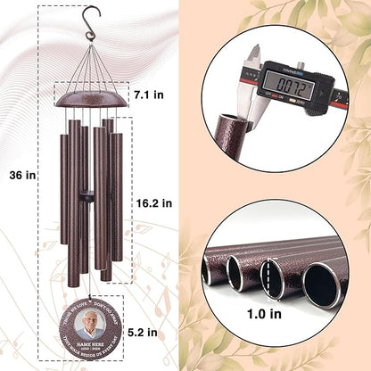 Personalized Memorial Wind Chimes for Outside, Custom Photo with Name & Date, in Loving Memory, Sympathy Gifts, Keepsake Loss of Beloved One, Gifts for Funeral (Produced in USA)