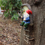 Garden Gnome Window Statue for Trees and Wall, Dwarf Playing Violin Luminous Fairy Garden Miniature Accessories, Glow in The Dark Art Sculpture