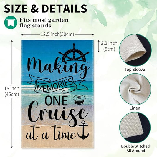 Making Memories One Cruise At A Time Welcome Garden Flag Gifts, Double Sided Beach Indoor Outdoor Decor Yard Flags, Cruise Vacation Gifts, Cruises Door Decoration Flag, Roving Lovers Present