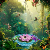 Hanging Solar Bird Bath Fountain, Hanging Bird Bath with Solar Fountain Pump, Bird Bath Fountain, Solar Powered Metal Bird Bath Bowl for Outdoor Garden Backyard Patio