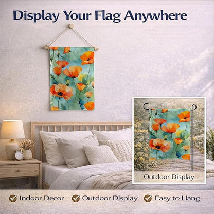 Caroline's Treasures California California Poppies in Watercolor Garden Flag Mailbox Flag Decorative Yard Flag Banner Outside Patio Artwork Yard Flower Beds, Garden Size, Multicolor