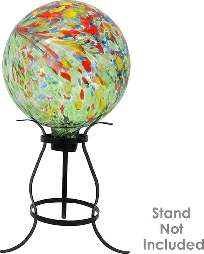 Sunnydaze 10-Inch Gazing Ball for Garden - Glass Gazing Globe for Outside - Garden Orb Yard Decor - Green Artistic - Set of 2