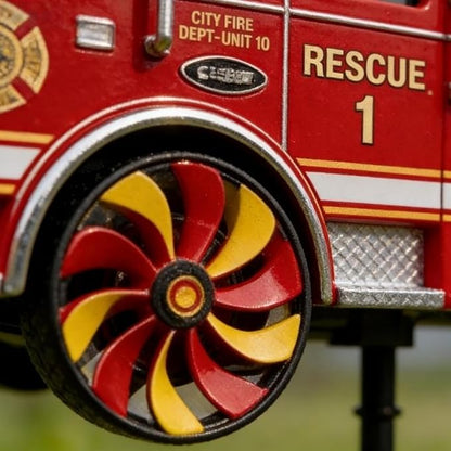 Fire Truck Garden Wind Spinner, Decorative Fire Truck Wind Spinner Outdoor Garden Art, Yard Decor Outdoor/Indoor Decoration, Dynamic Art Hanging Sculpture, for Women, Mom, Men, Dad
