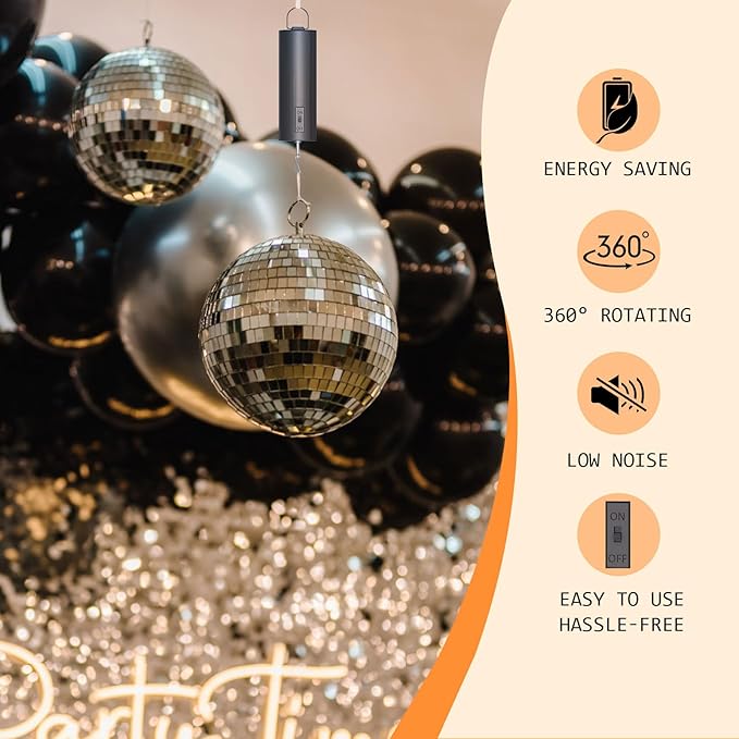 Disco Ball Motor Hanging Display Motor Multi-Purposes Rotating Mobile Wind Spinner Motor for Baby Crib Mirror Ball Spiral Wind Chimes Christmas Ornament Yard Garden Decor,20 RPM(Black)