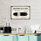 Warning Sign, Anatomy Of A Pew, Private Property Yard Metal Tin Sign Wall Decor, Industrial Grade Aluminum 8X12 Inch