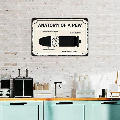 Warning Sign, Anatomy Of A Pew, Private Property Yard Metal Tin Sign Wall Decor, Industrial Grade Aluminum 8X12 Inch
