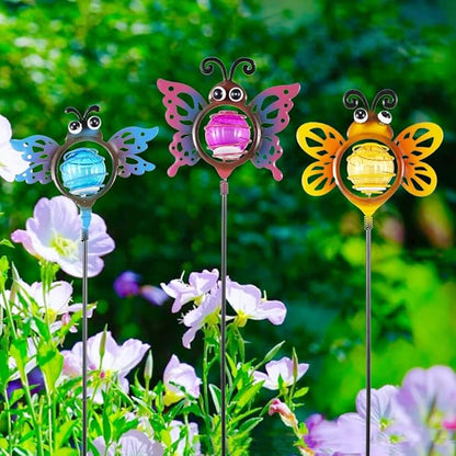Decorative Solar Lights Outdoor Solar Bee Lights 3 Pcs,Garden Decorative Stake Lights for Pathway Yard Lawn Decoration Mothers Day Mom Gifts