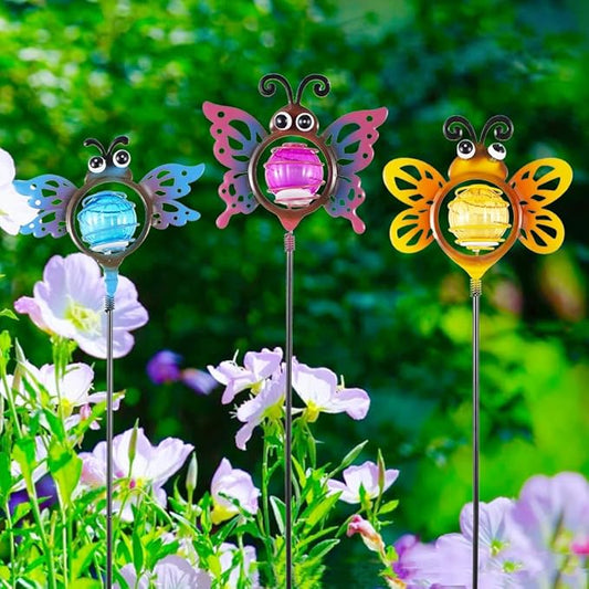 Decorative Solar Lights Outdoor Solar Bee Lights 3 Pcs,Garden Decorative Stake Lights for Pathway Yard Lawn Decoration Mothers Day Mom Gifts