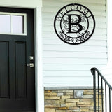 Metal Monogrammed Initial Welcome Sign, Metal Letter Wall Art Decor, Name Sign for Home Porch Front Door Outdoor (B)