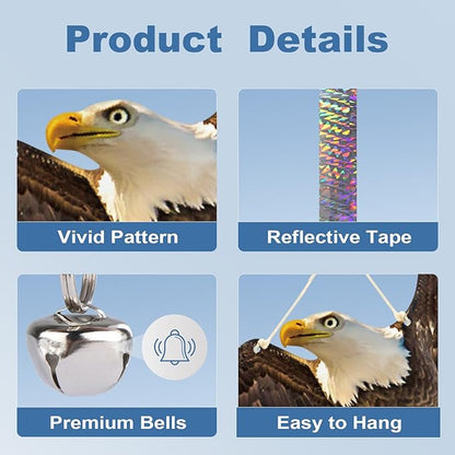4PCS Flat Fake Hawk to Keep Pigeon Away from Porch Plastic Hawk to Scare Woodpecker Away from House with Reflective Tape Garden Owls to Scare Pigeon Squirrel for Patio Windows Hanging Hawks Decor