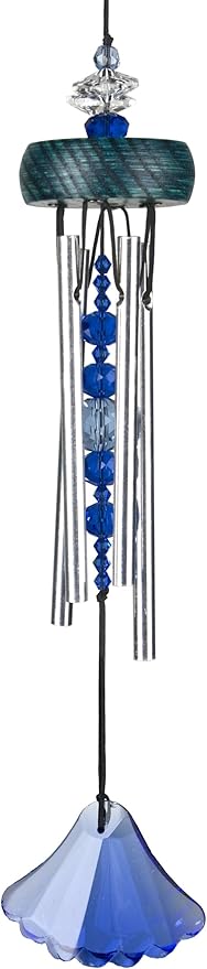 Woodstock Chimes Signature Collection, Gem Drop Chime, 10'' Sapphire Décor Designs - Small Chimes Wind Chimes for Outdoor, Patio, Home or Garden Décor (GEMSA)