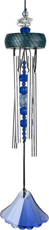 Woodstock Chimes Signature Collection, Gem Drop Chime, 10'' Sapphire Décor Designs - Small Chimes Wind Chimes for Outdoor, Patio, Home or Garden Décor (GEMSA)