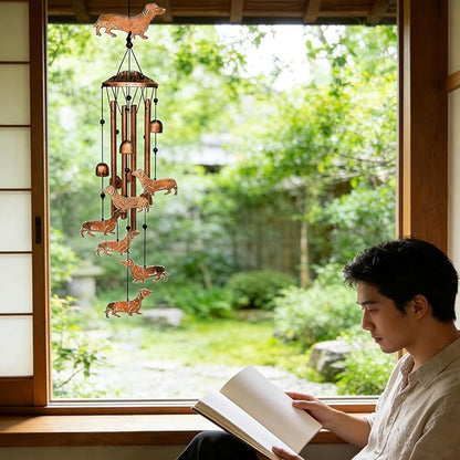 Dachshund Dog Wind Chimes for Outside, Metal Windchimes, Dachshund Dog Gifts for Women/Men, Wind Chime Garden Decor Outdoor,Memorial/Housewarming/Birthday/Festival Gifts,Yard Decoration