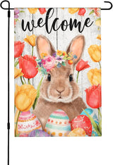 Easter Bunny Garden Flag Seasonal Double Sided 12 x 18 Inch Small Yard Flag for Indoor Outdoor Decor Holiday All Seasons