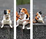 14 PCS Fairy Garden Kit, Fishing Cat Figurines, Miniature Koi Pond Mushroom Outdoor Statues, Tiny Ornaments for Micro Landscape Plant Pots Bonsai Craft Decor