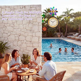 Vintage Indoor Outdoor Clock - Silent Non-Ticking, Double Sided Wall Clock with Windmill Decor Waterproof for Garden, Patio, Yard, Farmhouse, Home Décor (Colorful)