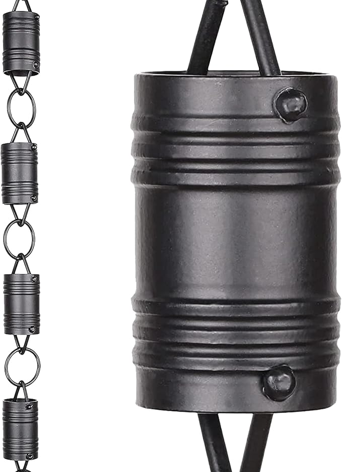 RainChains Pacific Six Spheres Rain Chain 8.5ft Black Aluminum Rain Chains for Outside Modern Decorative Gutter Chain.