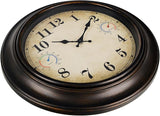 18 Inch Large Outdoor Wall Clock with Thermometer & Hygrometer, Waterproof Retro Bronze Garden Clock for Patio, Pool, Backyard, Farmhouse Decor, Silent Non-Ticking