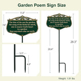 Metal Garden Signs for Outside, "The Kiss of The Sun" Double-Sided Vintage Green Metal Poem Plaque with Stake, Personalized Outdoor Garden Sign for Patio Yard Lawn Backyard Porch Decor