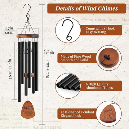 Memorial Sympathy Gifts for Loss of Mother, Memorial Wind Chimes for Loss of Mother Sympathy Gift, Bereavement Gifts for Loss of Mom, Windchimes in Memory of Mom Gold-MOM& Flower